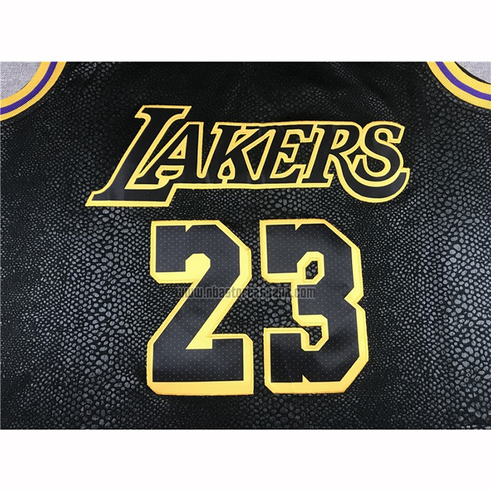 Camiseta Los Angeles Lakers Lebron James NO 23 Ciudad 2020-21 Negro